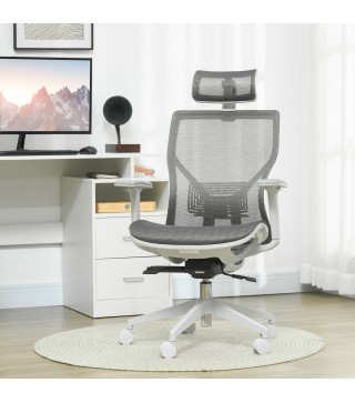 Silla de Oficina Giratoria Silla de Escritorio Ajustable en Altura con Reposabrazos Reposacabezas 67x65x120-128 cm Gris