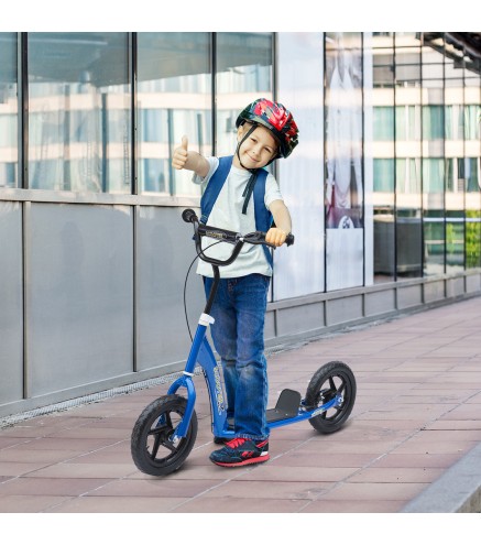 Patinete para Niños de 5-12 Años Scooter de 2 Ruedas Grandes de 12 Pulgadas con Freno y Manillar Ajustable en Altura Carga Máx.