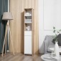 Armario Alto de Baño Mueble Columna de Baño con 1 Puerta Cajón y 3 Estantes Balda Ajustable para Cocina Salón 32,6x30x17