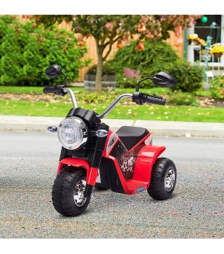 Moto Eléctrica Infantil con 3 Ruedas Moto Eléctrica para Niños de 18-36 Meses Triciclo a Batería 6V con Faro Bocina 72x57x56 cm