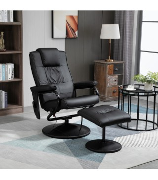 Sillón Relax Reclinable con Reposapiés Sillón de Masaje Eléctrico con 10 Puntos de Masaje Sillón Relax Giratorio con Mando a Dis