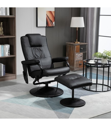 Sillón Relax Reclinable con Reposapiés Sillón de Masaje Eléctrico con 10 Puntos de Masaje Sillón Relax Giratorio con Man