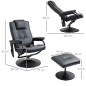 Sillón Relax Reclinable con Reposapiés Sillón de Masaje Eléctrico con 10 Puntos de Masaje Sillón Relax Giratorio con Mando a Dis