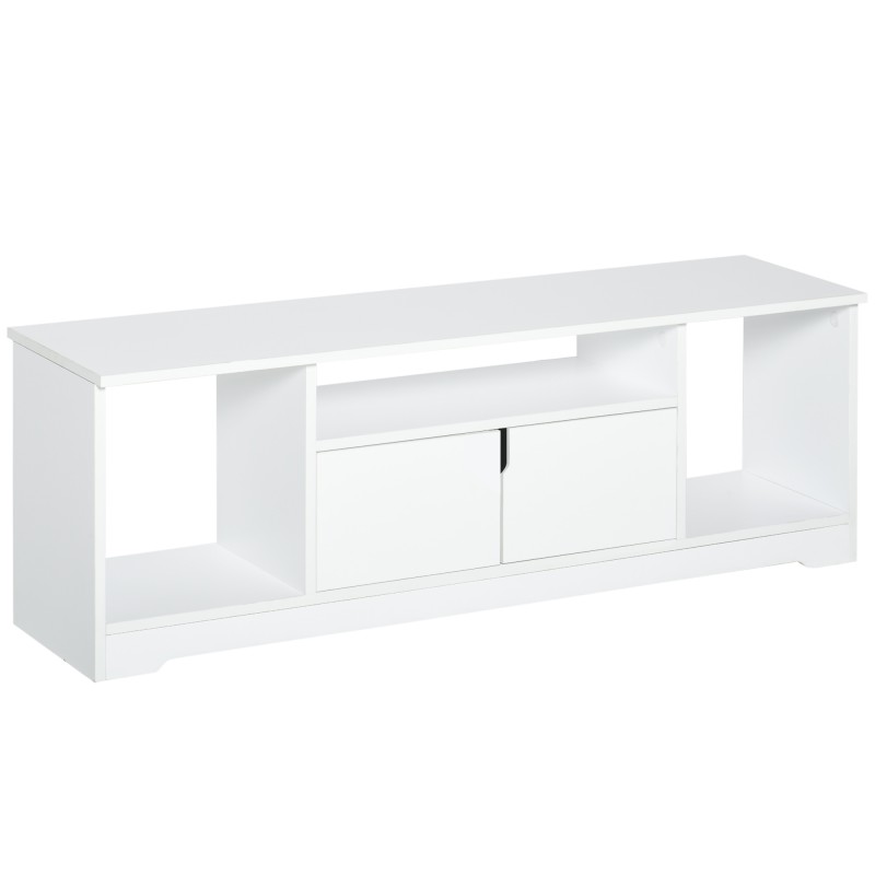 Mueble de TV para Televisor de hasta 42" Mesa para TV de Salón Moderna con Armario de Doble Puerta y 3 Compartimentos Abiertos 1