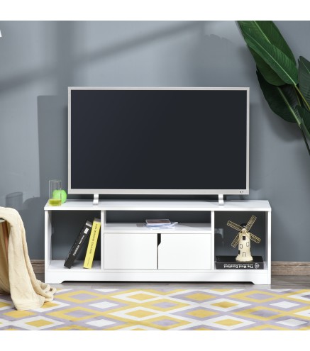 Mueble de TV para Televisor de hasta 42" Mesa para TV de Salón Moderna con Armario de Doble Puerta y 3 Compartimentos Ab