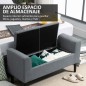 Banco Pie de Cama Acolchado con Espacio de Almacenaje Banqueta Multifuncional con Brazos Tapa Abatible y Patas de Madera para Do
