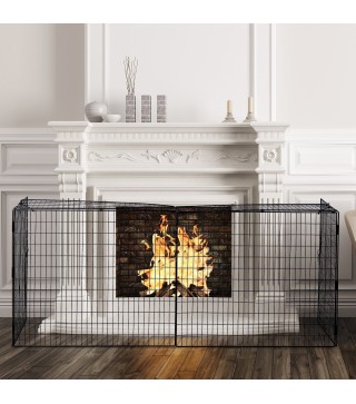 Salvachispas para Chimenea con Longitud Ajustable 81,5-160x44x68 cm Protector de Chimenea con Alambre de Metal Negro