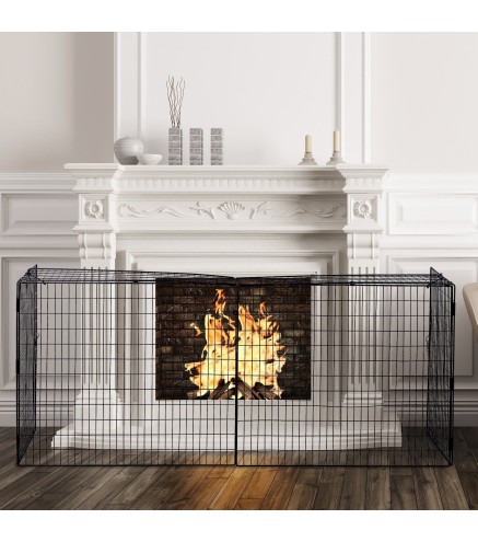 Salvachispas para Chimenea con Longitud Ajustable 81,5-160x44x68 cm Protector de Chimenea con Alambre de Metal Negro