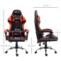 Silla Gaming Silla Racing Giratoria con Altura Ajustable Reclinable de 135° y Cojín Lumbar 63x67x122-130 cm Rojo