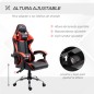 Silla Gaming Silla Racing Giratoria con Altura Ajustable Reclinable de 135° y Cojín Lumbar 63x67x122-130 cm Rojo