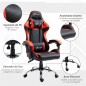 Silla Gaming Silla Racing Giratoria con Altura Ajustable Reclinable de 135° y Cojín Lumbar 63x67x122-130 cm Rojo