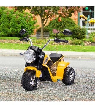 Moto Eléctrica Infantil con 3 Ruedas Moto Eléctrica para Niños de 18-36 Meses Triciclo a Batería 6V con Faro Bocina 72x57x56 cm