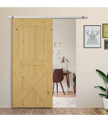 Herraje para Puerta Corredera 186 cm Kit de Accesorios para Puerta Corrediza de Madera con Riel de Metal