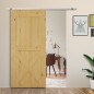 Herraje para Puerta Corredera 186 cm Kit de Accesorios para Puerta Corrediza de Madera con Riel de Metal