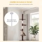 Árbol para Gatos de Suelo a Techo de 230-260 cm con Altura Ajustable Plataformas Hamaca y Postes de Sisal Marrón