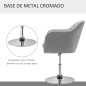 Sillón para Salón Giratorio 360° con Altura Ajustable Respaldo Envolvente Reposabrazos y Cojín 60x60x79-91 cm Gris