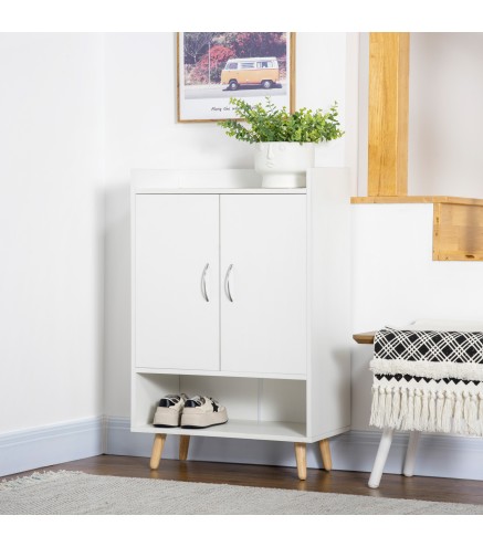 Armario Auxiliar para 12 Pares de Zapatos con 4 Estantes para Recibidor Salón Dormitorio 60x30x92 cm Blanco