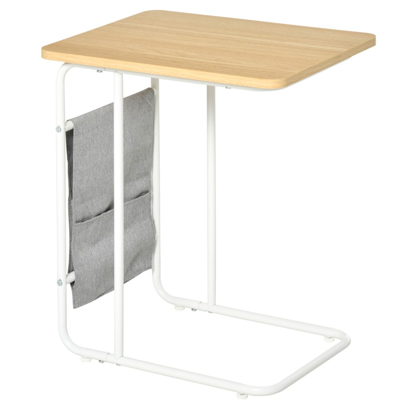 Mesa Auxiliar de Sofá en Forma de C con Bolsa de Almacenaje Extraíble Mesa Lateral para Salón Dormitorio Oficina 37x48x55,8 cm R Mesa Auxiliar de Sofá en Forma de C con Bolsa de Almacenaje Extraíble Mesa Lateral para Salón Dormitorio Oficina 37x48x55,8 cm R