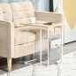Mesa Auxiliar de Sofá en Forma de C con Bolsa de Almacenaje Extraíble Mesa Lateral para Salón Dormitorio Oficina 37x48x55,8 cm R Mesa Auxiliar de Sofá en Forma de C con Bolsa de Almacenaje Extraíble Mesa Lateral para Salón Dormitorio Oficina 37x48x55,8 cm R