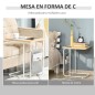 Mesa Auxiliar de Sofá en Forma de C con Bolsa de Almacenaje Extraíble Mesa Lateral para Salón Dormitorio Oficina 37x48x55,8 cm R
