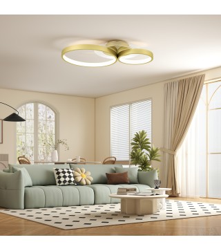 Lámpara de Techo LED 40W 3000 K/4000 K/6500 K para Dormitorio Salón Cocina Comedor Dorado