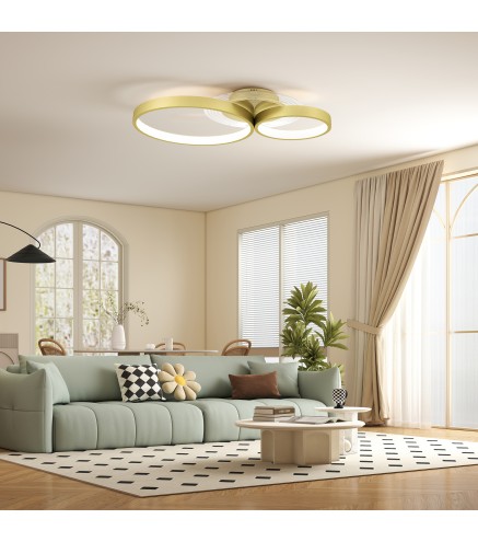 Lámpara de Techo LED 40W 3000 K/4000 K/6500 K para Dormitorio Salón Cocina Comedor Dorado