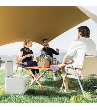 Nevera Portátil Eléctrica 16,8L Refrigerador de Coche 12/24/220V -20℃ a +20 ℃ con Pantalla Luz LED 59x32x28 cm Blanco