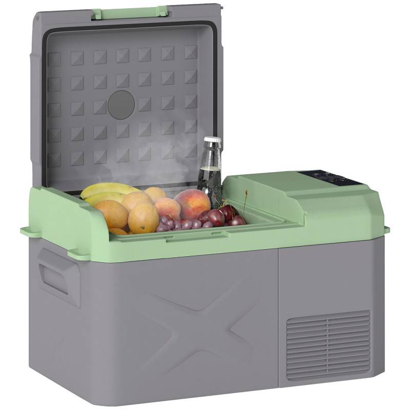 Nevera Portátil Eléctrica 17,4L Refrigerador de Coche 12V-220V -20℃ a +20 ℃ con Pantalla Luz LED 61x34x32,4 cm Gris