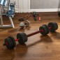Juego de Mancuernas Ajustables 20 kg 2 en 1 con Barras Conexión y Barra de Extensión para Gimnasio en Casa Negro