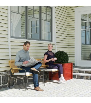 Conjunto de Muebles de Jardín de Ratán Sintético con 2 Sillas con Cojines Extraíbles y Mesa con Tablero de Metal Natural