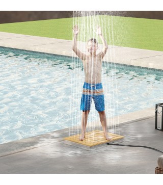 Ducha de Jardín de Suelo 70,5x55 cm con Chorro hasta 4 m con Estructura de Aluminio Resistente a los Rayos UV