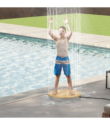 Ducha Redonda de Suelo Ø70,5 cm con Chorro hasta 4 m con Estructura de Aluminio Resistente a los Rayos UV