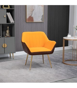 Silla de Cuero Sintético y Terciopelo con Respaldo a Rayas Patas Doradas y Asiento Acolchado para Salón Dormitorio Gris