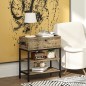 Mesa Auxiliar con Cajón y 2 Estantes con 2 Enchufes y 2 Puertos USB de Estilo Industrial 60x30x66,5 cm Marrón Rústico