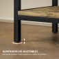 Mesa Auxiliar con Cajón y 2 Estantes con 2 Enchufes y 2 Puertos USB de Estilo Industrial 60x30x66,5 cm Marrón Rústico