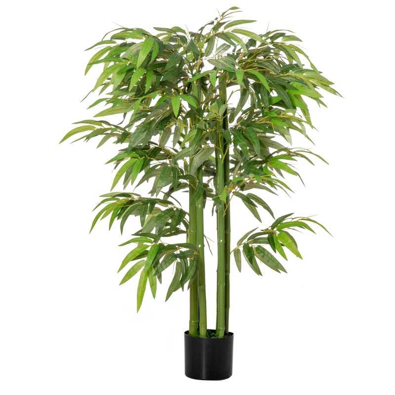 Bambú Artificial 140 cm con Maceta y Cañas Realistas Árbol Sintético Interior para Decoración de Hogar Oficina Interior Verde