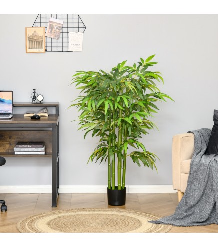 Bambú Artificial 140 cm con Maceta y Cañas Realistas Árbol Sintético Interior para Decoración de Hogar Oficina Interior Verde