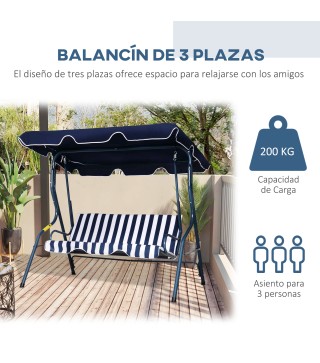 Columpio Balancín de Jardín 3 Plazas