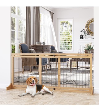 Barrera de Seguridad para Perros Extensible Barrera para Perros en Casa de Madera 104-180x36x69 cm Natural