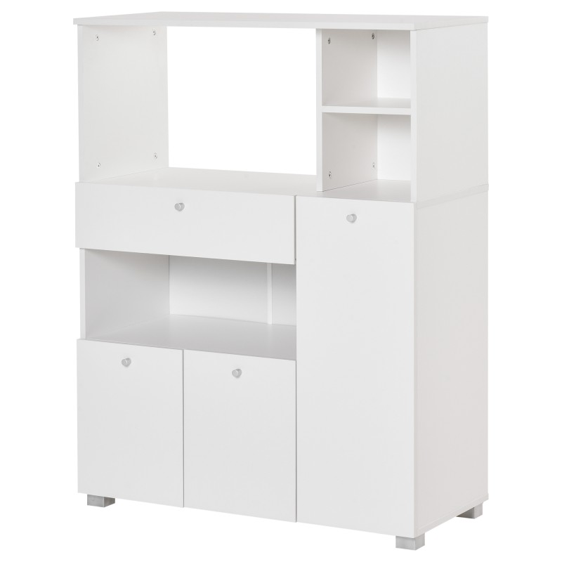 Mueble Auxiliar de Cocina Mueble para Microondas Aparador de Cocina con Cajón Estantes 3 Puertas 3 Compartimientos Diseño Anti-v