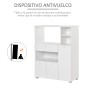 Mueble Auxiliar de Cocina Mueble para Microondas Aparador de Cocina con Cajón Estantes 3 Puertas 3 Compartimientos Diseño Anti-v