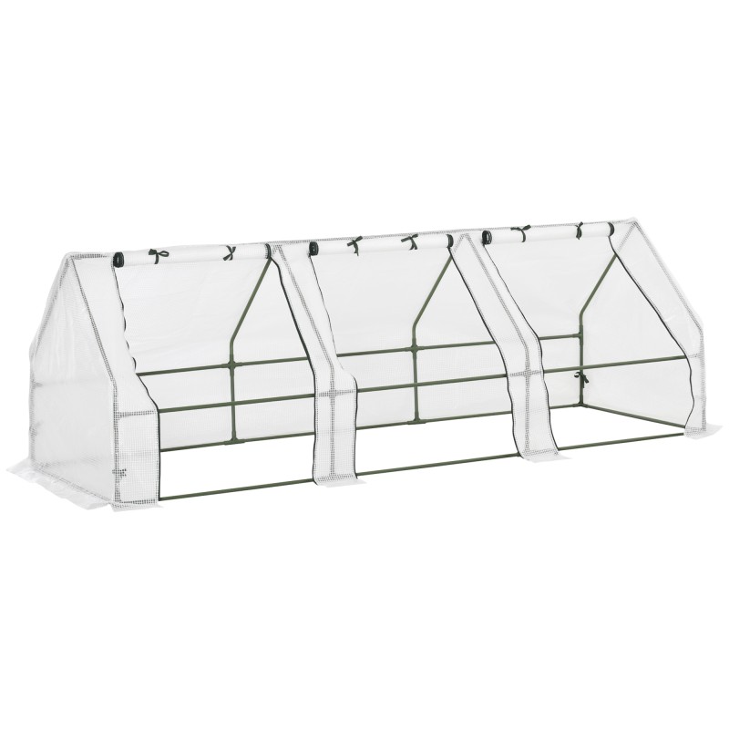 Invernadero de Exterior Invernadero de Jardín 270x90x90 cm Tipo Caseta con 3 Ventanas Marco de Acero y Cubierta de PE 140g/㎡ par Invernadero de Exterior Invernadero de Jardín 270x90x90 cm Tipo Caseta con 3 Ventanas Marco de Acero y Cubierta de PE 140g/㎡ par