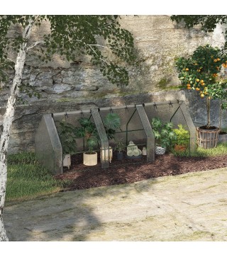 Invernadero de Exterior Invernadero de Jardín 270x90x90 cm Tipo Caseta con 3 Ventanas Marco de Acero y Cubierta de PE 140g/㎡ par