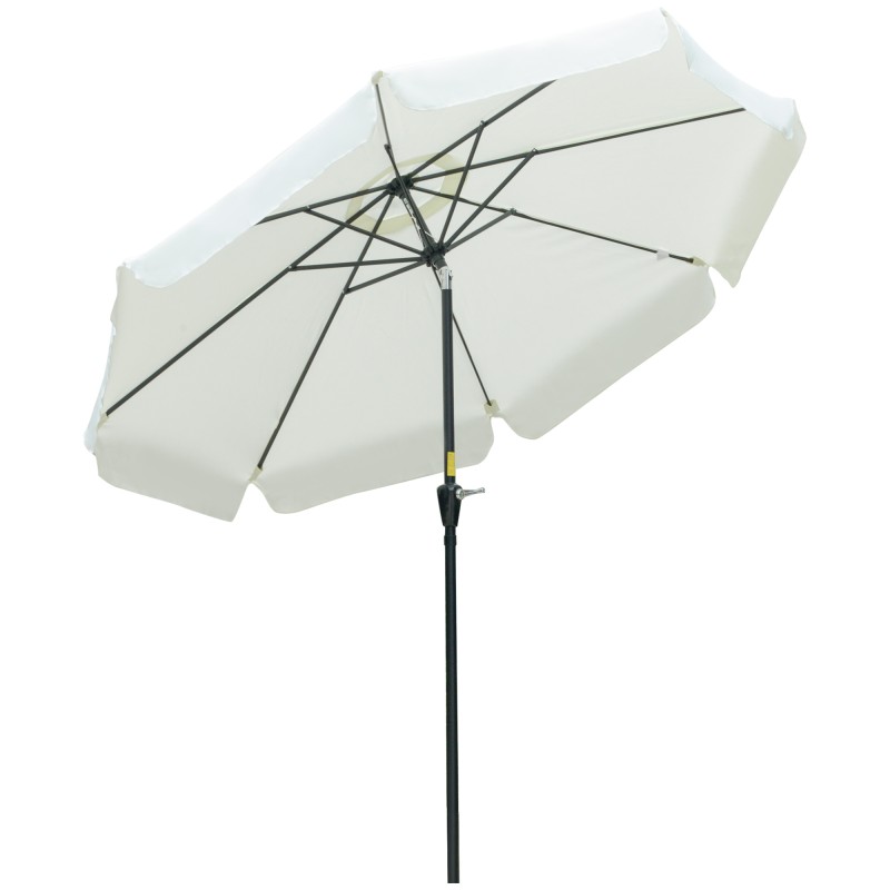 Parasol de Jardín de Aluminio Ø266x248,5 cm con Ángulo Ajustable Protección UV50+ Techo de Ventilación y Manivela Beige