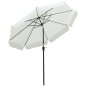Parasol de Jardín de Aluminio Ø266x248,5 cm con Ángulo Ajustable Protección UV50+ Techo de Ventilación y Manivela Beige