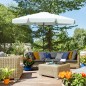 Parasol de Jardín de Aluminio Ø266x248,5 cm con Ángulo Ajustable Protección UV50+ Techo de Ventilación y Manivela Beige