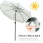 Parasol de Jardín de Aluminio Ø266x248,5 cm con Ángulo Ajustable Protección UV50+ Techo de Ventilación y Manivela Beige