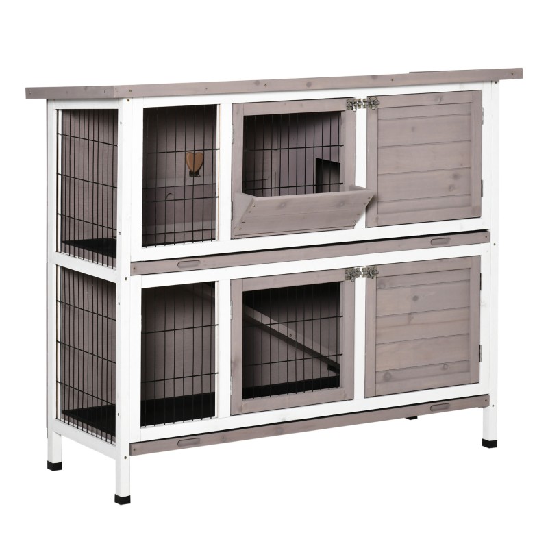 Conejera de Madera Exterior de 2 Niveles Jaula para 1-2 Conejos con Techo Abrible Comedero Bandejas Extraíbles Rampa y Puertas c Conejera de Madera Exterior de 2 Niveles Jaula para 1-2 Conejos con Techo Abrible Comedero Bandejas Extraíbles Rampa y Puertas c