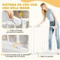 Barrera de Seguridad Extensible con Puerta Pequeño Cierre Automático y Sistema de Doble Bloqueo 74-80x76,2 cm Blanco