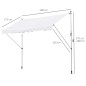 Toldo Manual Retráctil 300x150x170-280 cm con Altura Ajustable Manivela y Protección Solar para Terraza Blanco